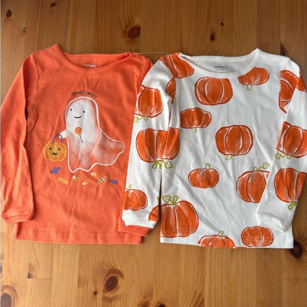 Carter's Toddler Girls' Long Sleeve Halloween Ghosts and Pumpkin PJ Tops Size 2T